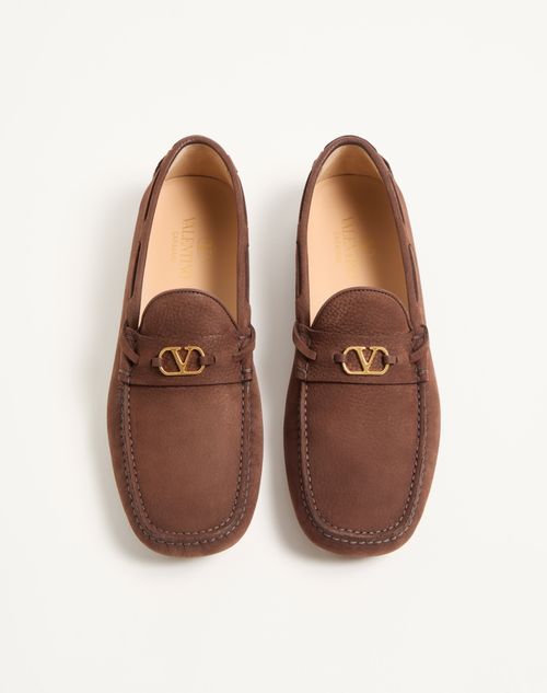 Valentino Garavani - Driver Fastaway Loafer Aus Hirschwildleder - Bark Brown - Mann - Loafers Und Drivers